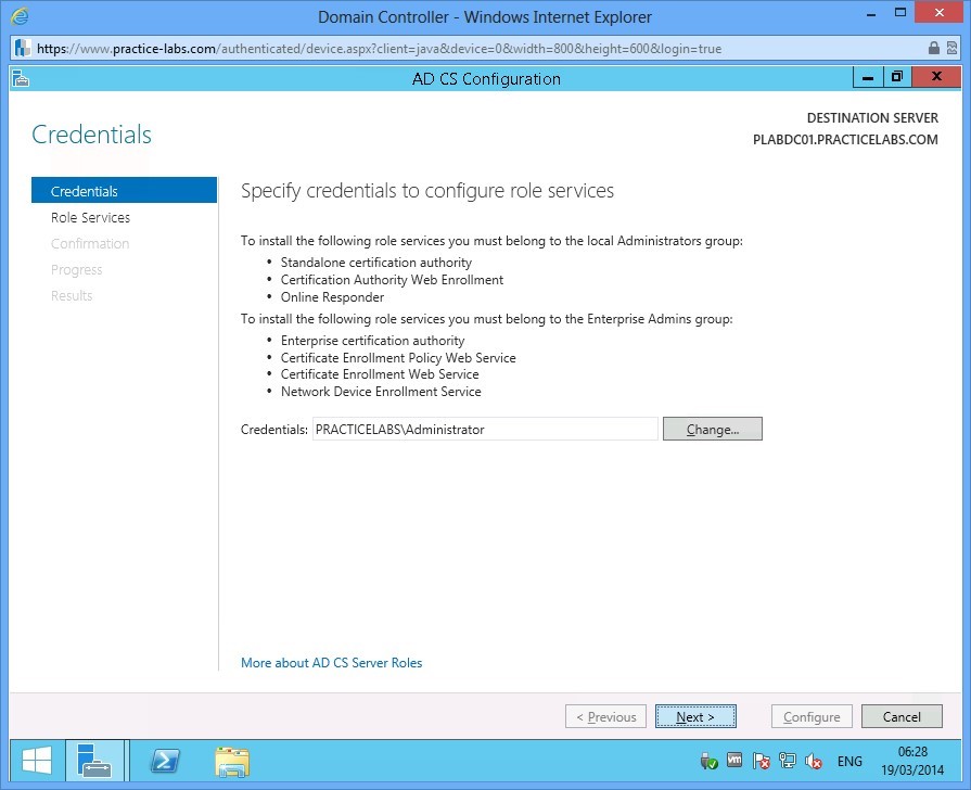 Practice Labs screenshot.
